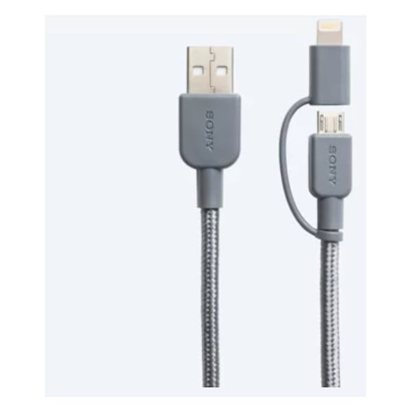 Sony Premium 2-in-1 Lightning and Micro USB Cable 1.5m - Grey
