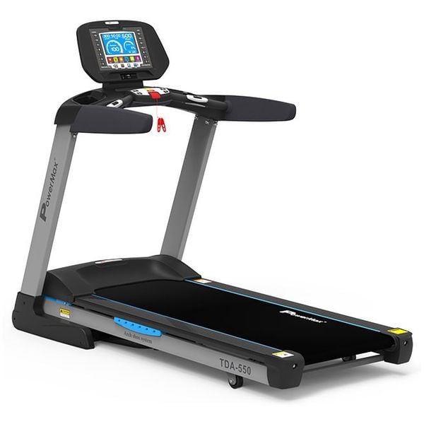 PowerMax 4.0HP Treadmill, 8inch TFT Screen, 400m Track UI for Cardio fitness Workout TDA-550 PowerMax 4.0HP Treadmill, 8inch TFT Screen, 400m Track UI for Cardio fitness Workout TDA-550