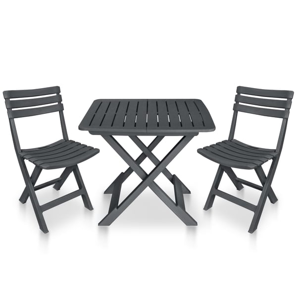 vidaXL 3 Piece Folding Bistro Set Plastic Anthracite vidaXL 3 Piece Folding Bistro Set Plastic Anthracite