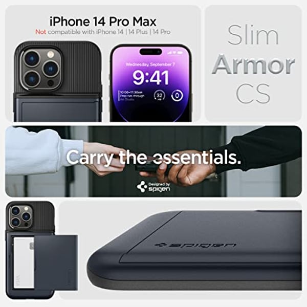 Spigen Slim Armor CS designed for iPhone 14 Pro Max case cover (2022) - Metal Slate