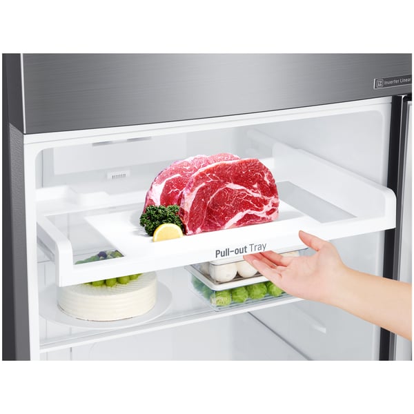 LG Refrigerator Top Freezer, 427 Litres, Smart Inverter Compressor, Multi Air Flow, Smart Diagnosis - GN-B492SQCL