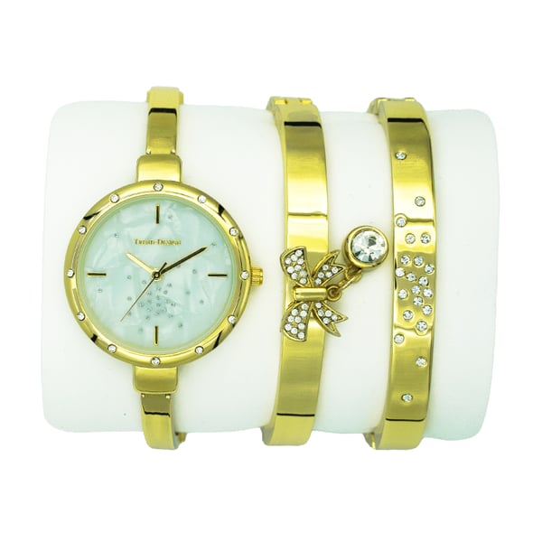 Trend Setter Women's Gold Watch Set - Metal Band Td-9216-2