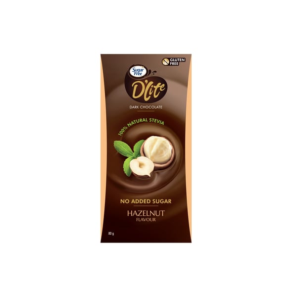 Buy Sugar Free D’lite Dark Chocolate Hazelnut 80 Gm Online in UAE