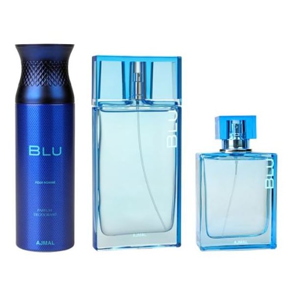 Ajmal Blu Gift Set For Men (BLU 90ml Cologne + BLU 200ml Deodorant + BLU Spray 90ml EDP) Ajmal Blu Gift Set For Men (BLU 90ml Cologne + BLU 200ml Deodorant + BLU Spray 90ml EDP)