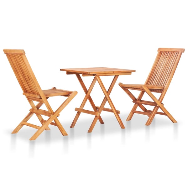 vidaXL 3 Piece Folding Bistro Set Solid Teak Wood vidaXL 3 Piece Folding Bistro Set Solid Teak Wood