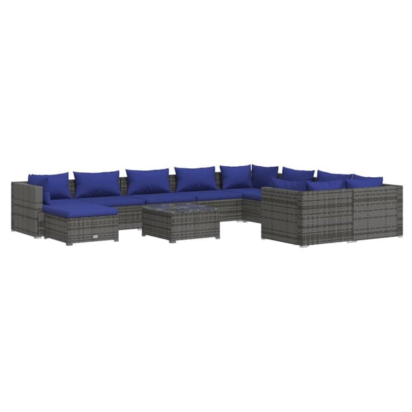Buy vidaXL 11 Piece Garden Lounge Set with Cushions Poly Rattan Grey Online in UAE Sharaf DG
