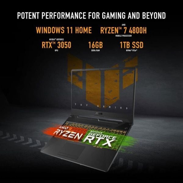 ASUS TUF Gaming A15 FA506ICB-HN127W Gaming Laptop - Ryzen 7 2.9GHz 16GB 1TB 4GB Win11Home 15.6inch FHD 144Hz Black Nvidia GeForce RTX 3050