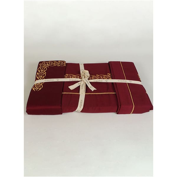 Buy 6 Piece Şehzade Cotton Claret Red Double Duvet Cover Set Online in