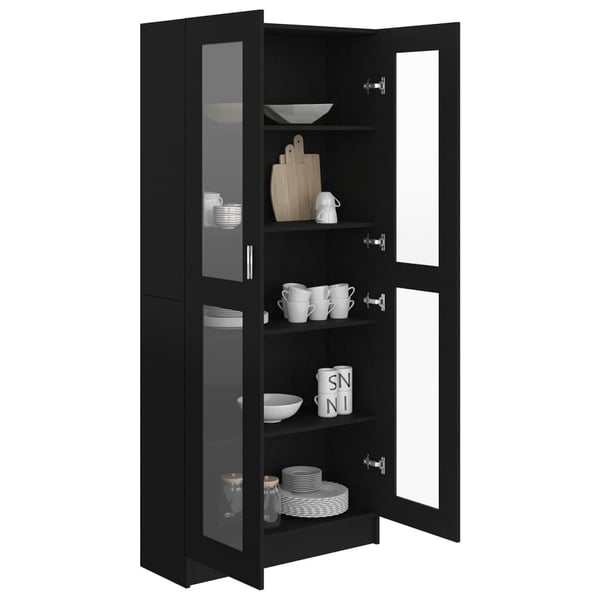 vidaXL Vitrine Cabinet Black 82.5x30.5x185.5 cm Engineered Wood vidaXL Vitrine Cabinet Black 82.5x30.5x185.5 cm Engineered Wood