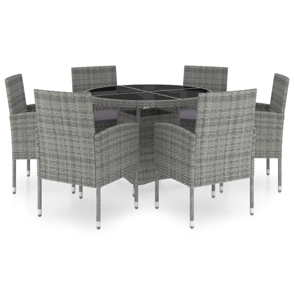 vidaXL 7 Piece Garden Dining Set Poly Rattan Anthracite & Grey