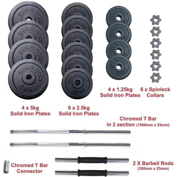 Sparnod Fitness Adjustable Dumbbell & Barbell Weight Set for Home Equipment Exercise and Fitness- Dumbbells with Anti-slip Grip, Barbell rod & Carry Case Sparnod Fitness Adjustable Dumbbell & Barbell Weight Set for Home Equipment Exercise and Fitness- Dumbbells with Anti-slip Grip, Barbell rod & Carry Case