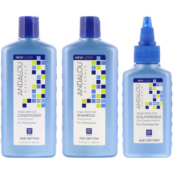 Andalou Age Defying Hair Treatment System 3 Pieces (argan Stem Cell Age Defying Shampoo , Argan Stem Cell Age Defying Conditioner & Argan Stem Cell Age Defying Scalp Intensive)