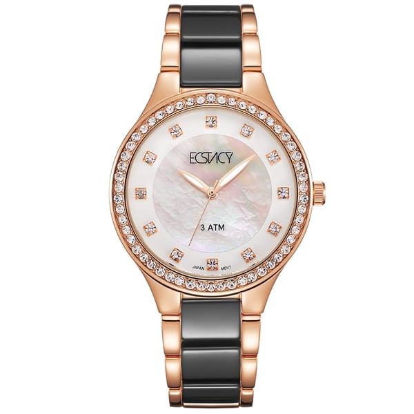 ECSTACY Women's Analog White MOP Dial Watch - E9511-KCBM