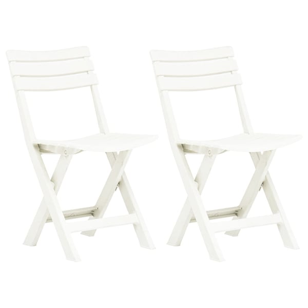 vidaXL Folding Garden Chairs 2 pcs Plastic White vidaXL Folding Garden Chairs 2 pcs Plastic White