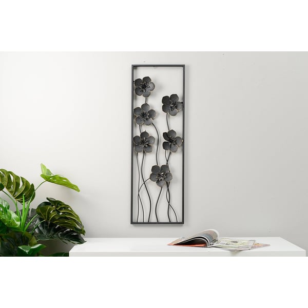 Flower Wall Deco Black 30x90cm