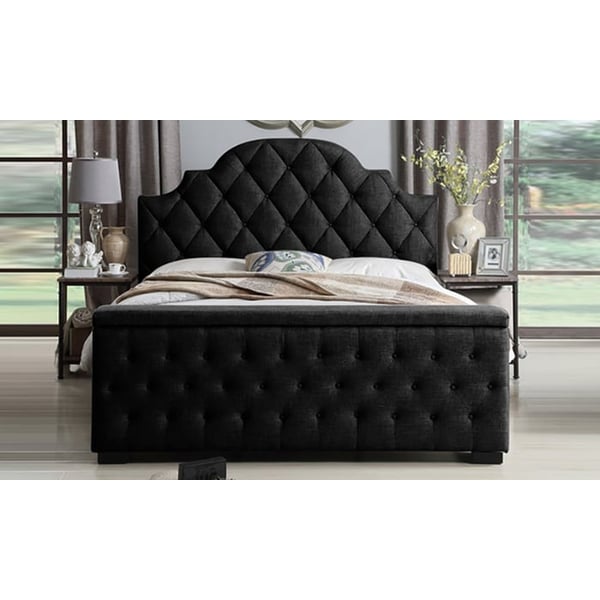 Footboard Storage Bed Super King without Mattress Black Footboard Storage Bed Super King without Mattress Black