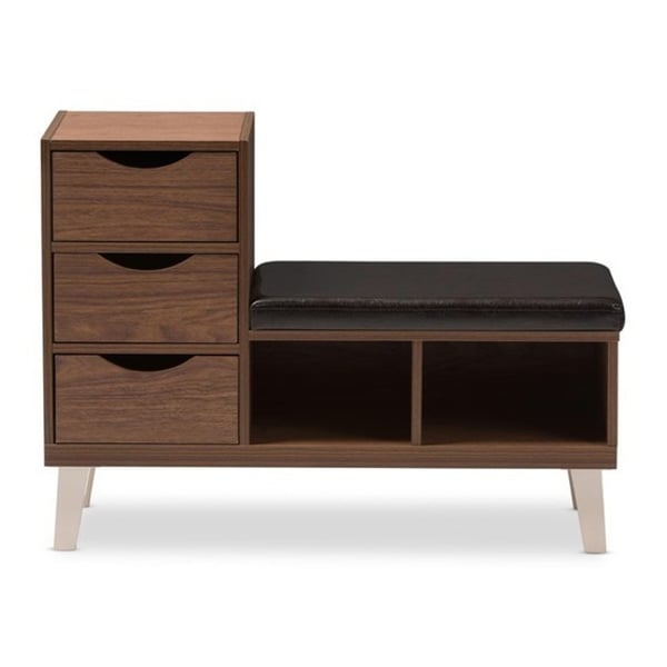 Modern Shoe Storage Cabinet with Bench (Walnut) Modern Shoe Storage Cabinet with Bench (Walnut)