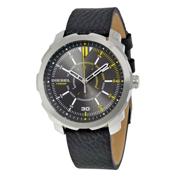 Diesel DZ1739 Machinus Gray Dial Black Leather Men's Watch