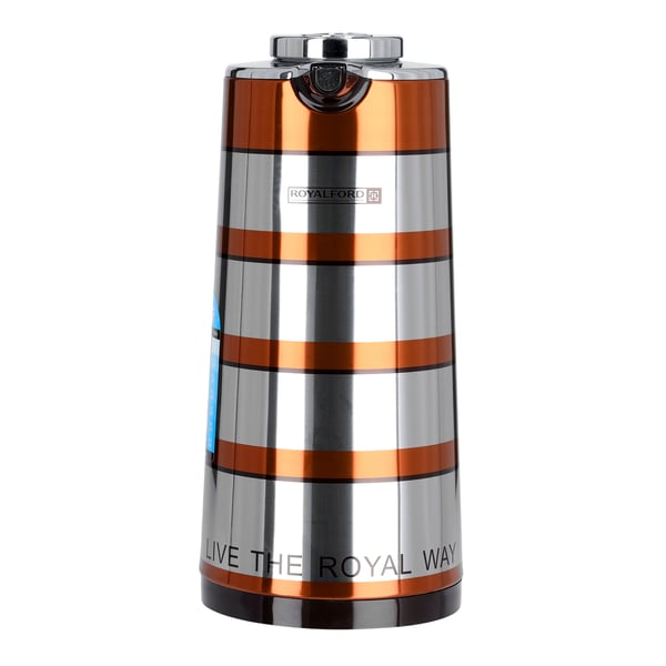 Royalford Double Wall Golden Figured Vacuum Flask Silver/orange