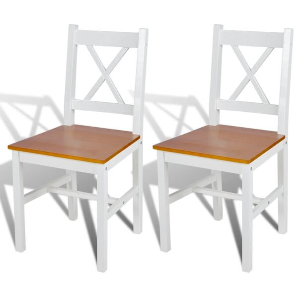 vidaXL Dining Chairs 2 pcs White Pinewood vidaXL Dining Chairs 2 pcs White Pinewood
