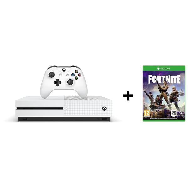 Microsoft Xbox One S Gaming Console 1TB White + Fortnite DLC Game