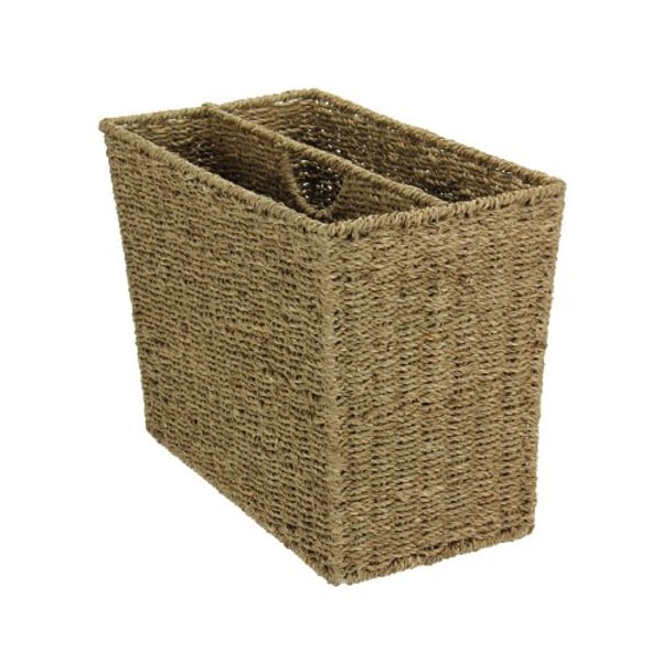 Household Essentials Woven Seagrass Side-By-Side Magazine Rack