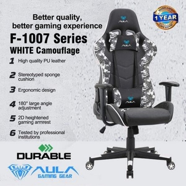 Aula F1007 White Gaming Chair Online Shopping on Aula F1007 White
