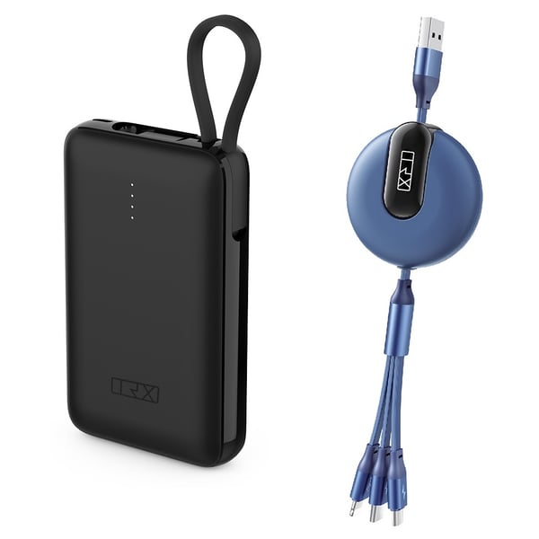 TRX Powerbank 10000mAh with Built In 3in1 Charging Cable Black TRX Powerbank 10000mAh with Built In 3in1 Charging Cable Black