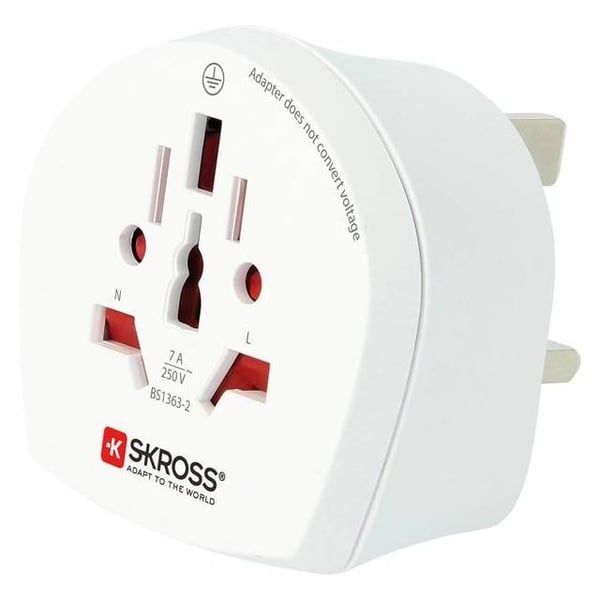 Skross World To UK Single Travel Adapter White 1.500225-E Skross World To UK Single Travel Adapter White 1.500225-E