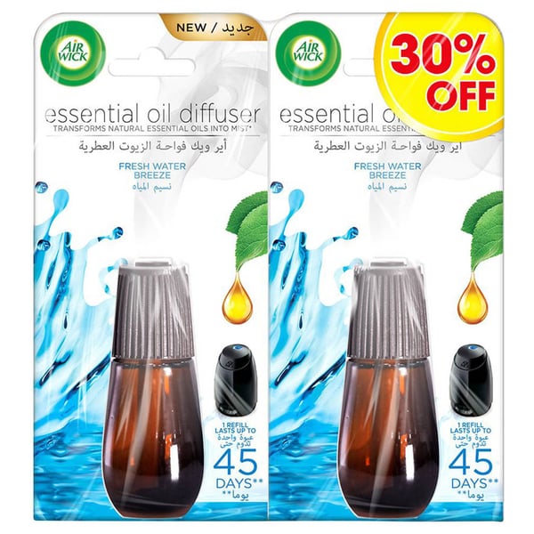 Airwick Air Freshner Essential Oil Diffuser Refill Fresh Water Breeze Twin Pack 30% Off