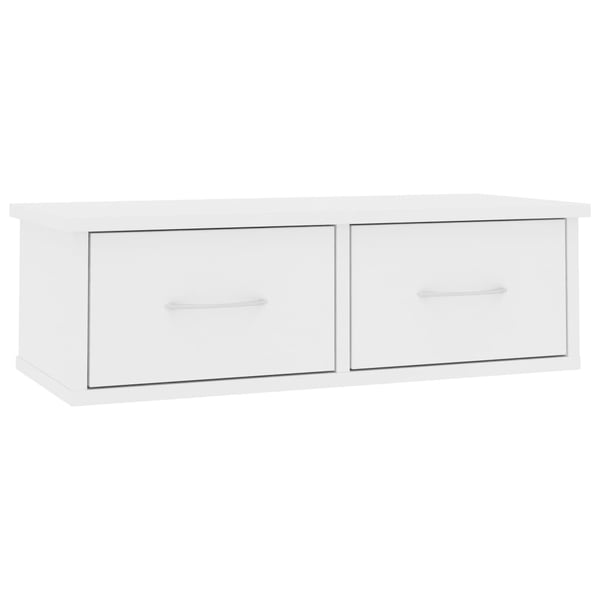 White wall outlet mounted shelf