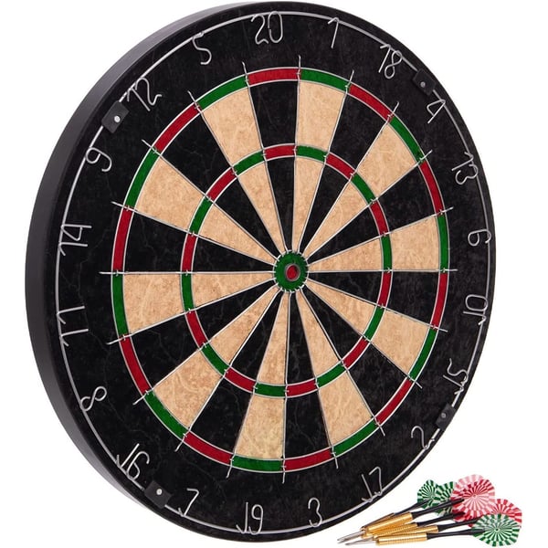 ULTIMAX Dart Board Set, 45cm Double Sided Dart Board Flocking Dart Board Including 6 Darts Excellent Indoor Game and Party Games Darts, Sports Gifts for Kids and Adults-Model No 1818B