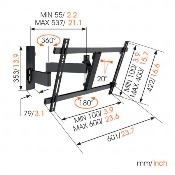 Vogels Rotatable TV Wall Mount 40-65inch Black WALL3345 Vogels Rotatable TV Wall Mount 40-65inch Black WALL3345