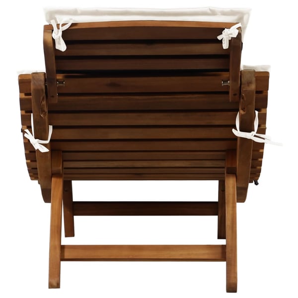 vidaXL Sun Lounger with Cushion Solid Acacia Wood Cream vidaXL Sun Lounger with Cushion Solid Acacia Wood Cream