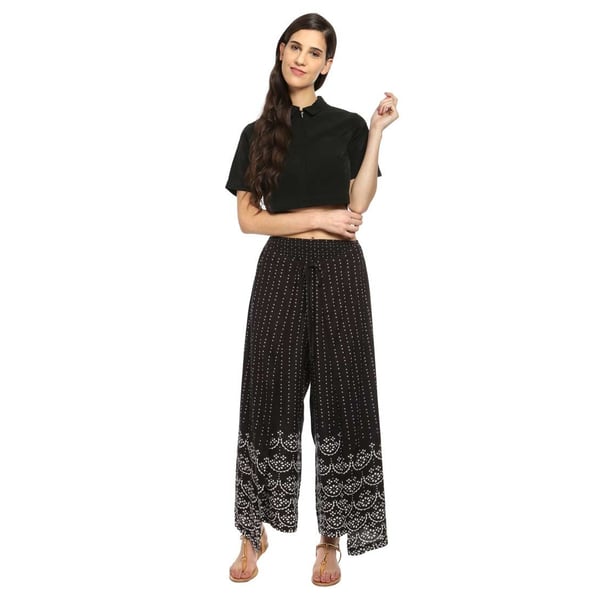 Love Gen Bandhani Print Palazzos Black Size S