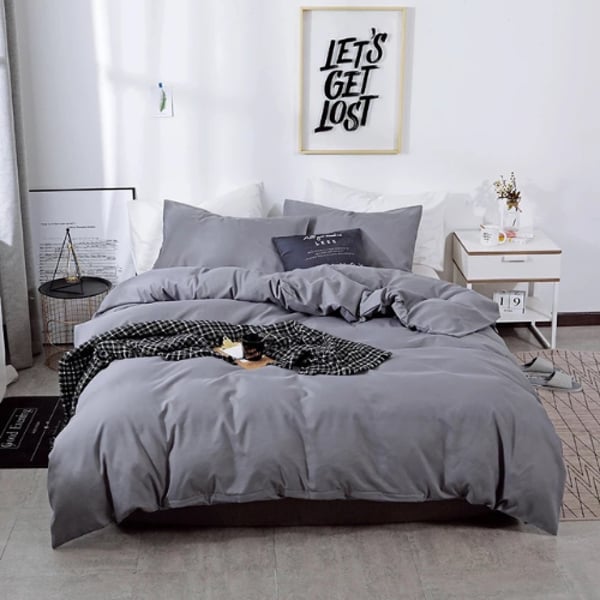 Luna Home Premium Collection King Size 6 Pieces Bedding Set Without Filler, Plain Anchor Grey Color Luna Home Premium Collection King Size 6 Pieces Bedding Set Without Filler, Plain Anchor Grey Color