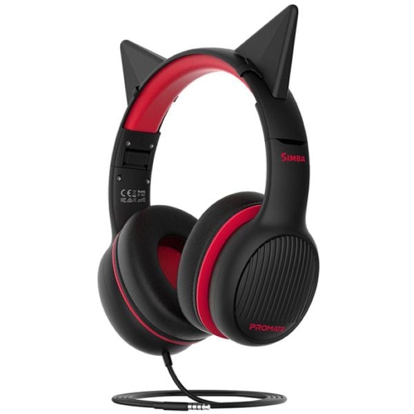 Promate Simba Wired On Ear Headset Onyx Black Promate Simba Wired On Ear Headset Onyx Black
