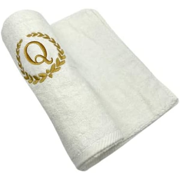 Byft Embroidered Monogrammed Hand Towel Golden Letter 