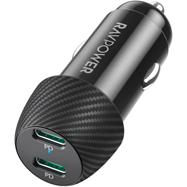 Ravpower 2-Port Car Charger Black Ravpower 2-Port Car Charger Black