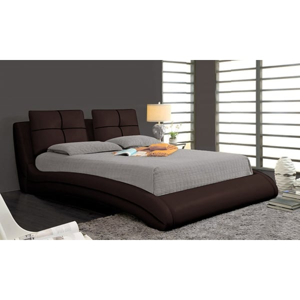 Upholstered Curved Bed Frame Queen with Mattress Brown