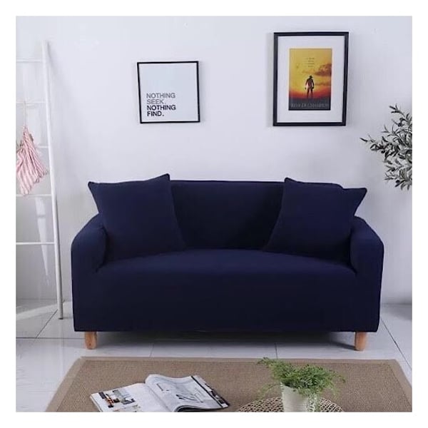 Strechable Sofa Cover Three Seater Blue Color Fits to Sofa Size between 190-230cm