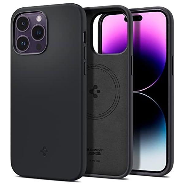 Spigen Silicone Fit (MagFit) compatible with MagSafe designed for iPhone 14 Pro case cover (2022) - Black Spigen Silicone Fit (MagFit) compatible with MagSafe designed for iPhone 14 Pro case cover (2022) - Black