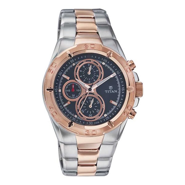 Titan 9308KM02 Mens Watch Octane Collection Analog Rose Gold