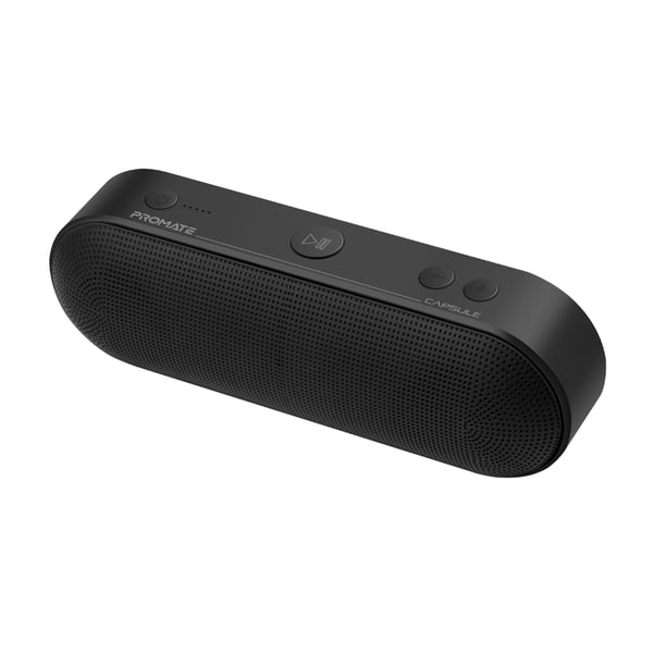 Promate Bluetooth Speaker with Mic, HD Sound, 3H Playtime, FM, AUX, USB/SD Card Slot, Capsule BK Promate Bluetooth Speaker with Mic, HD Sound, 3H Playtime, FM, AUX, USB/SD Card Slot, Capsule BK