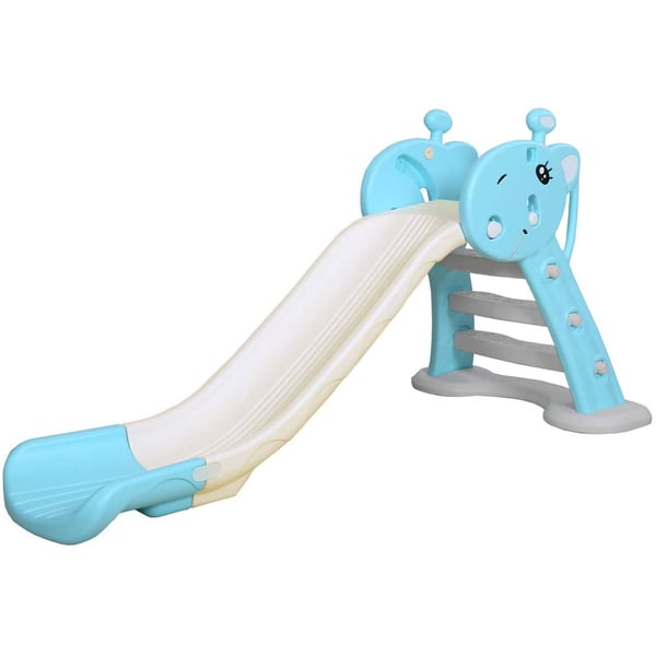 Home Canvas Slide for Kids 3 Step Playset Children Widen Slide Way Indoor Outdoor Toddler Backyard Climber Play Plastic Slide with Basketball Hoop Toys Playground Set Gift Blue