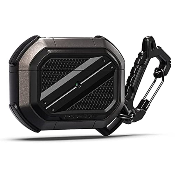 VRS Design Terra Guard Ultimate for Airpods Pro 2nd Generation case (2022) Airpods Pro 2 case cover with Carabiner - Metal Black VRS Design Terra Guard Ultimate for Airpods Pro 2nd Generation case (2022) Airpods Pro 2 case cover with Carabiner - Metal Black