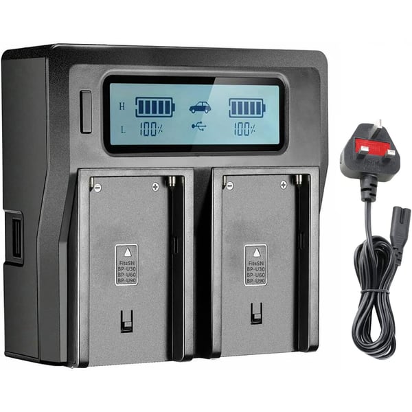 Dmk Power Dc-01 Bp-u60 Lcd Dual Battery Charger Compatible With Sony Pmw-100, Pmw-150, Pmw-160, Pmw-200, Pmw-300, Pmw-ex1, Pmw-ex1r, Pmw-ex3, Pmw-ex160, Etc.