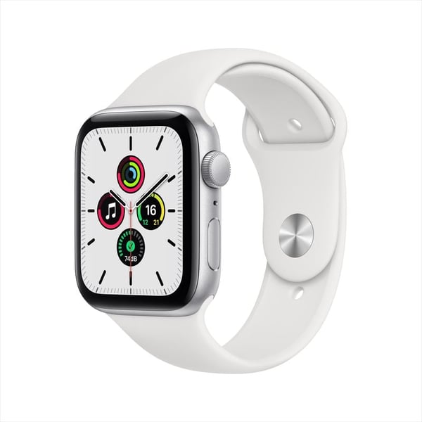 Apple Watch SE GPS 44mm Silver Aluminum Case with White Sport Band