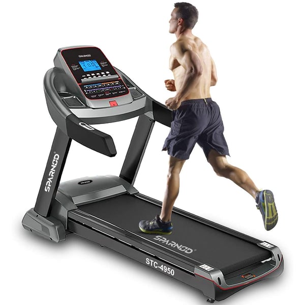 Sparnod Fitness Semi-Commercial Treadmill - Automatic Motorized Walking & Running Machine for Home Use - Foldable, Auto Incline- STC-4950 (4.5 HP AC Motor) Sparnod Fitness Semi-Commercial Treadmill - Automatic Motorized Walking & Running Machine for Home Use - Foldable, Auto Incline- STC-4950 (4.5 HP AC Motor)