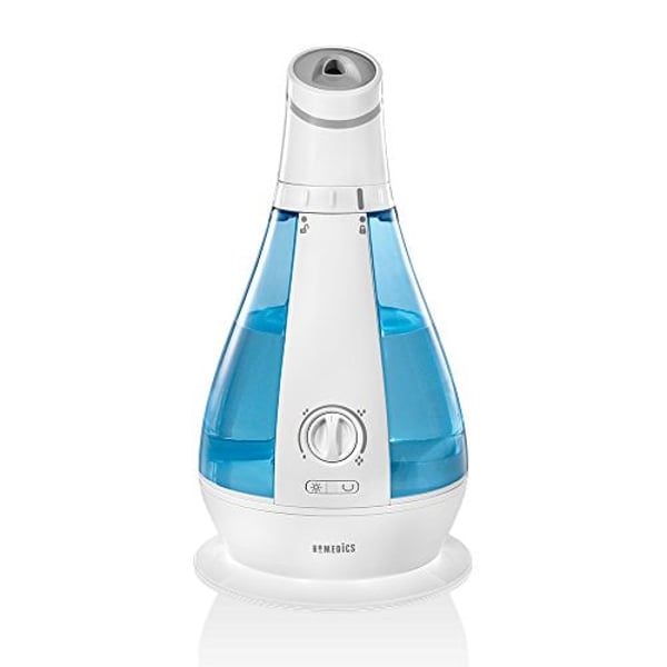 Cool Mist Oscillating Ultrasonic Humidifier | 120-Degree Rotation, 1 Gallon Tank, 48 Hour Runtime, Nightlight | Clean Tank Technology, Bonus Demineralization Cartridge | Homedics